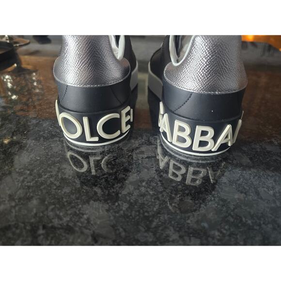 NWT Dolce&Gabbana Portofino Black Leather Sneakers - Size 37.5 EU - Picture 4 of 10